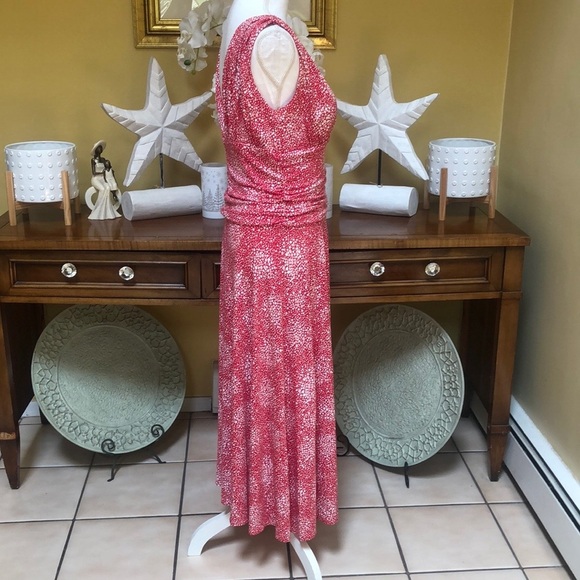 Dress Barn Red & White Floral Empire Waist Sleeveless Knee Length Midi Dress 10 - Picture 5 of 11